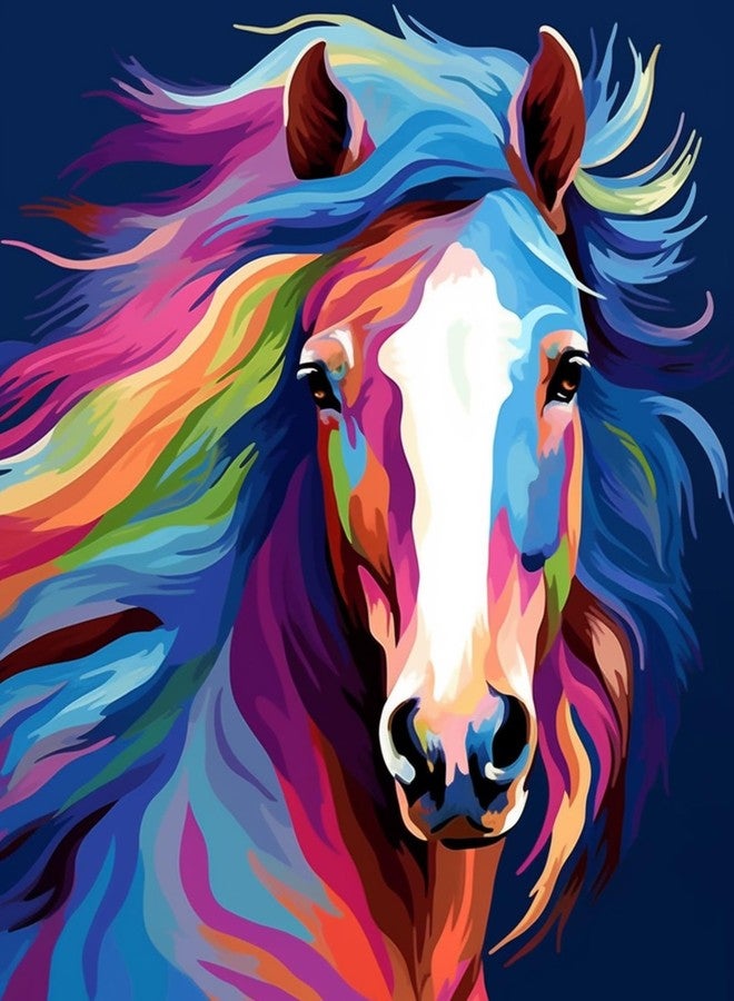 مجموعة الرسم بالأرقام من ماوماومي، مجموعة رسم أكريليك يمكنك صنعها بنفسك، للأطفال والكبار المبتدئين - 16 بوصة عرض × 20 بوصة طول، بنمط رأس حصان ملون - Image 1
